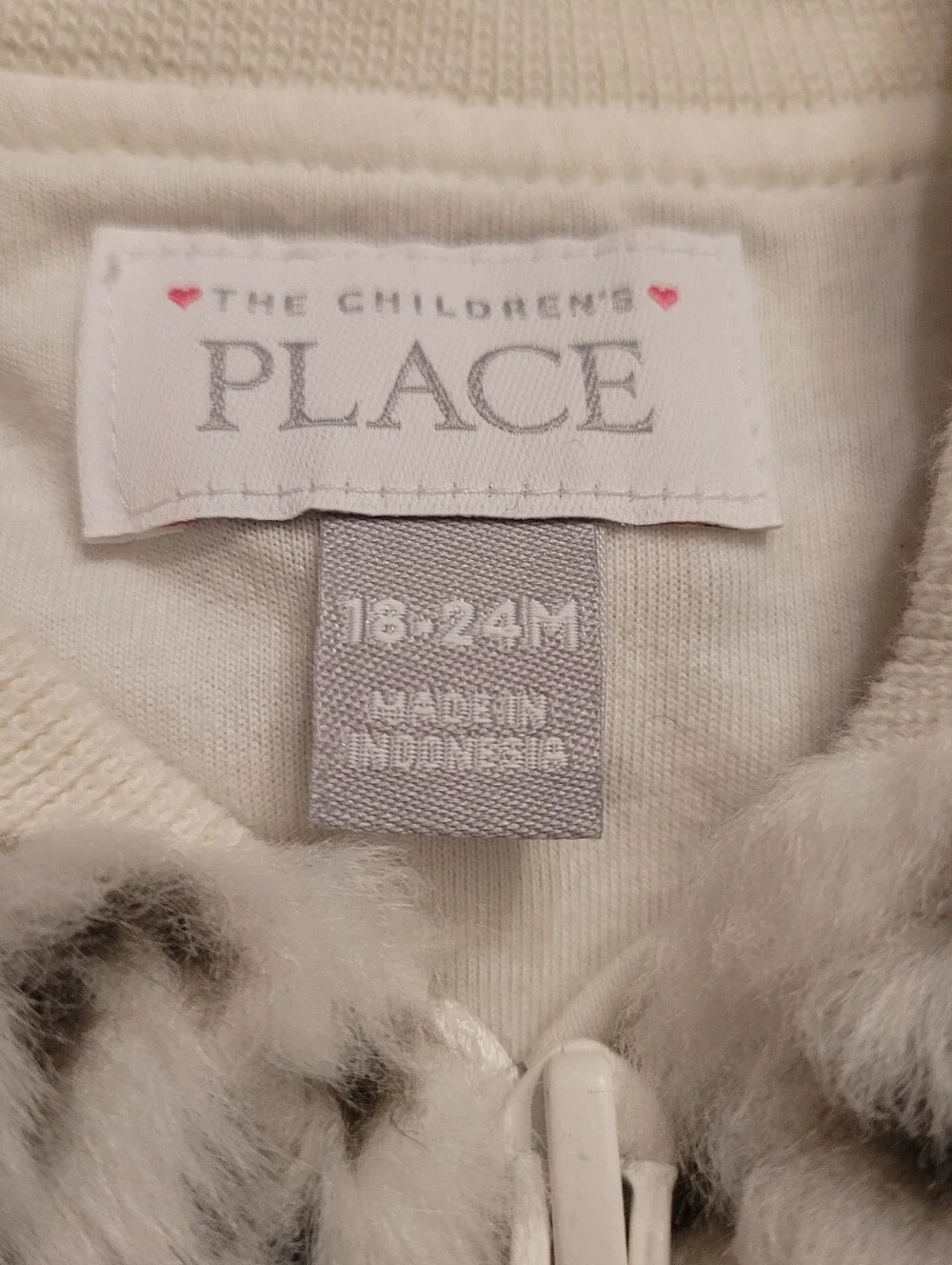 The Children's Place 18- 24 Months White and Black Faux Fur Jacket Girls